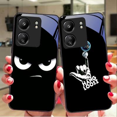 Забавные Дьявольские Глаза Для Xiaomi Redmi 13C Note13 12 Pro Plus 5G Note 9 13T Pro POCO X6 F5 F6 Черный Чехол для Телефона из Закаленного Стекла
