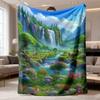 2026 Новое фланелевое одеяло 1 шт. с ярким цифровым принтом - Всесезонное, легкое, машинная стирка - Идеально для дивана, путешествий,