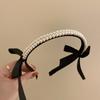 Black Bow Pearl Headband Women'S Headband Holiday Party Hair Accessories