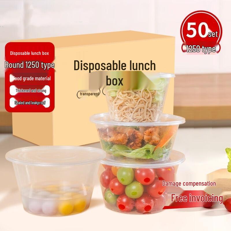 HANDUNYOU Disposable Round Meal Prep Containers with Lids