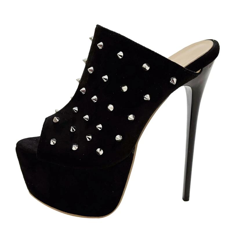 Eilyken Sexy Summer Extreme Stiletto High Heels Platform Woman Slippers Design Style Rivet Peep Toe Party Female Shoes
