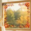 Removable Window Film Harvest Festival Static Glass Sticker, Autumn Clings with Maple Leaves Sunflowers And Seasonal Art Berries Prints, Reusable PVC