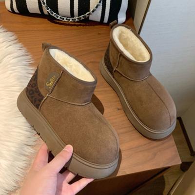 Леопардовые балетки Замшевые ботильоны Зимние сапоги Женские Теплые плюшевые хлопковые туфли Брендовая модная повседневная обувь Женская трендовая Нескользящая обувь Botas Mujer