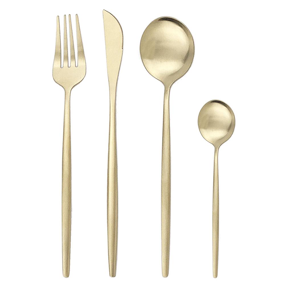Gold Matte Cutlery 32Pcs/ Stainless Steel Dinnerware Set Cutlery Dinner Tableware Western Fork Set Dropshipping Silverware Set