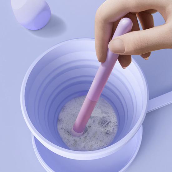 Силиконовая миска для чистки кистей для макияжа, портативный очиститель косметических кистей, скруббер, коврик, складной держатель для пуховок