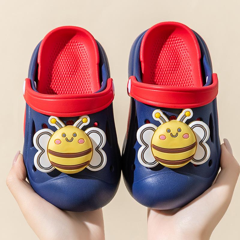Мультяшные детские тапочки нескользящие милые летние прохладные тапочки домашние двухцветные пчелиные садовые туфли на мягкой подошве домашние тапочки