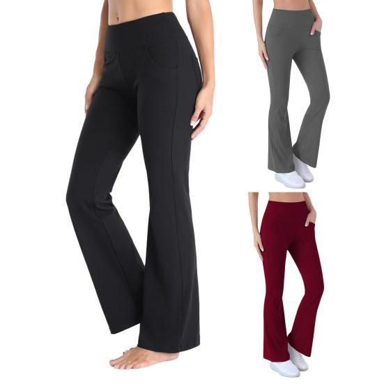Женские расклешенные штаны для йоги Yousheng, леггинсы с высокой талией и карманами для тренировок, эластичные брюки-клеш для офисных тренировок