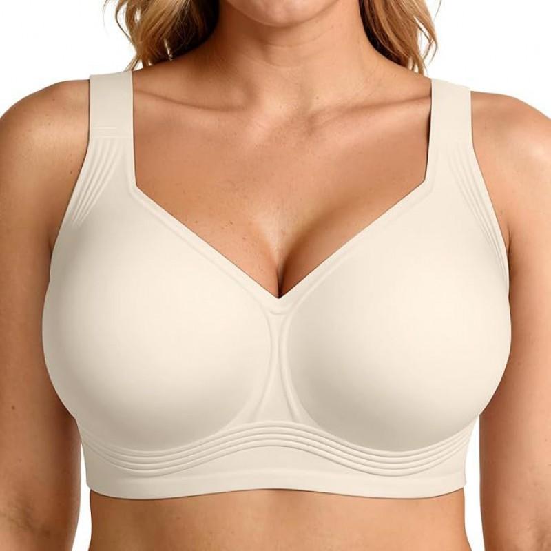 Plus Size Full Cup Bra Women Seamless Non-Wired Push Up Supportive Everyday
