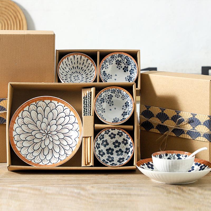 Japanese-Style Dishes, Plates, Gift Boxes, Ceramic Cowhide Boxes, Tableware Sets, Gifts, Business Promotions, Gifts, Light Luxury And Retro.