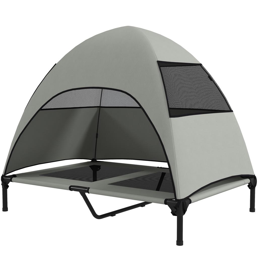 Outdoor Dog Bed with Canopy, Elevated Dog Bed for Large Dogs, 106 x 76 x 99 cm, Light Grey