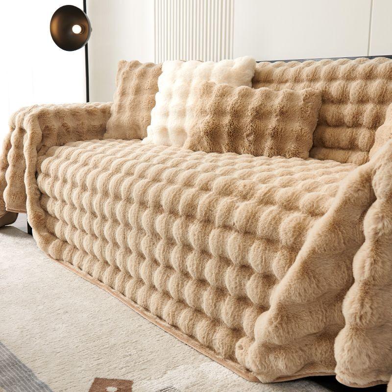 Роскошное плюшевое полотенце для дивана с имитацией кролика, зимнее теплое пушистое покрывало, супермягкий гладкий утолщенный бархатный чехол для дивана