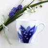 Okura Art Pottery Lily of the Valley Mug Pair Set, Coffee/Tea, Microwave and Dishwasher Safe, Made In Japan, 114CR/B033