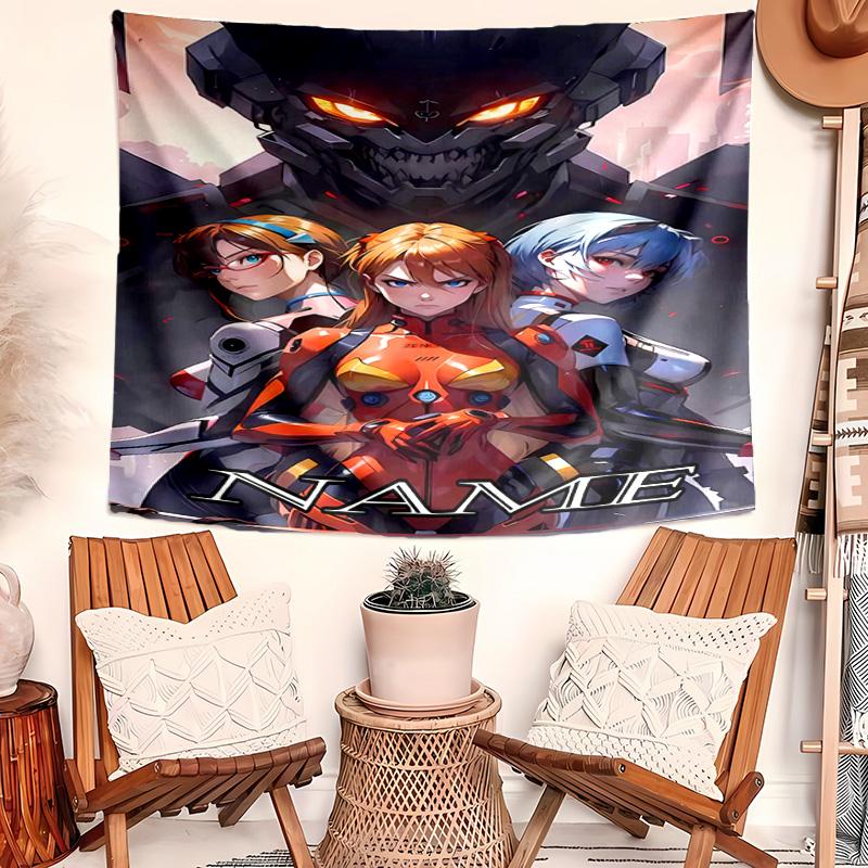 Personalized Neon Genesis Evangelion Background Tapestry,Custom Name Birthday Party,Multifunctional Wall Decoration for Home Decor,Various Occasions