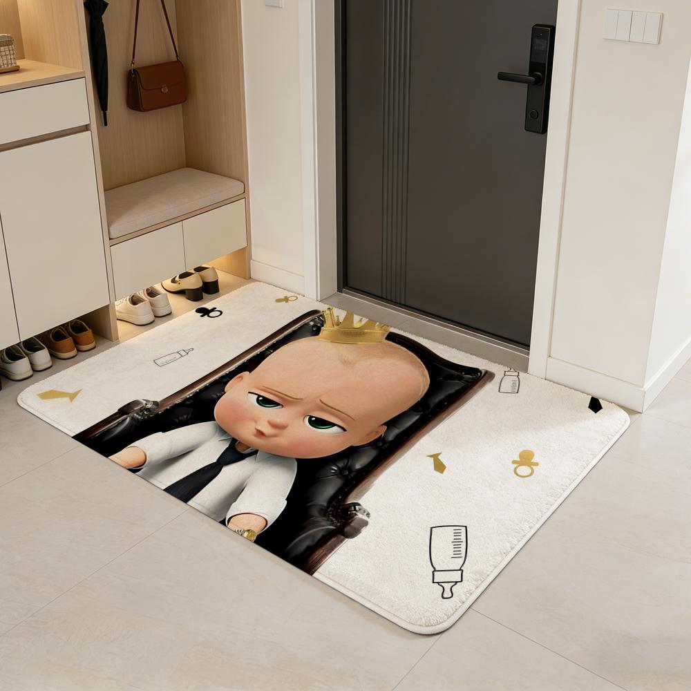 movie T-The Boss Baby Floor Mat Flannel Door Mat Non-Slip Absorbent Washable Indoor Home Rug