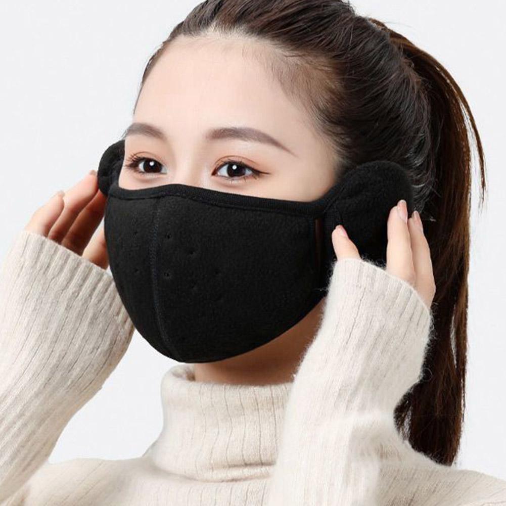 Winter Fleece Earmuffs with Windproof Mouth Cover Unisex Activities Mask Warm Face Warmer Breat X0M1