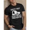 Европейские размеры [Футболка с круглым вырезом 'Safety First'] Повседневная 1 шт. Футболка с круглым вырезом 'Safety First' - Полиэфирный трикотаж с легкой эластичностью