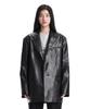 TREEMINGBIRD Metal-Ring Oversized Leather Jacket [ Black ]