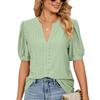 Summer Solid Lace Woman Shirt Elegant Hollow Puff Short Sleeve Pullover Blouse Women Casual V-neck Loose Lady Tops Blusas 24698