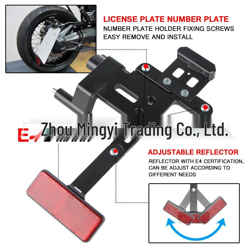 BMW R NINE T Right Side Ratchet License Plate Frame - Aluminum Alloy Single Arm Climber Modification