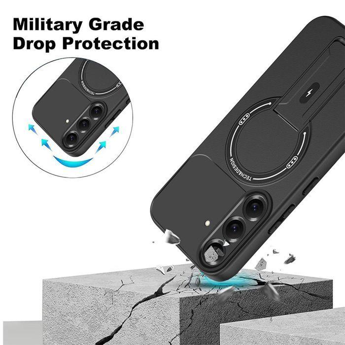 Coque pour Samsung Galaxy A37 5G, Protection Silicone avec Cercle Magnétique et Support - Noir