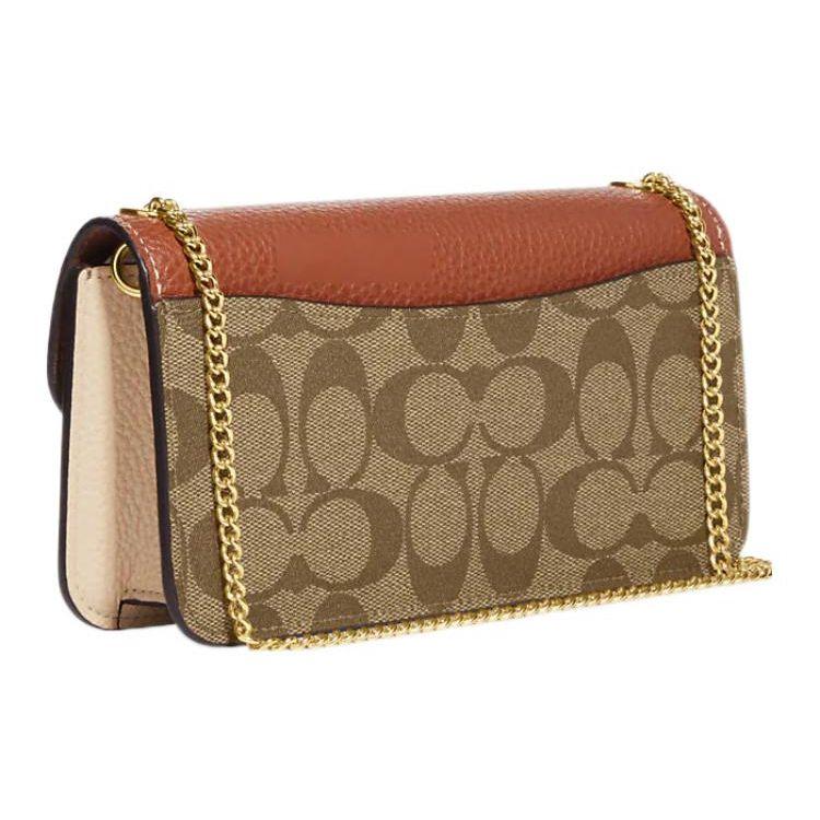 Coach Morgan 20 Classic Monogram Snap Closure Leather Small Square Handbag Women handbag Khaki Brown CF475-IME7V