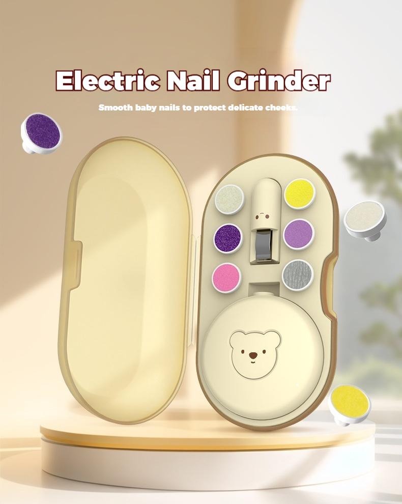 Bear Electric Nail Grinder for Babies And Kids Home Use Polishing Set Nail Clippers Kit for Children