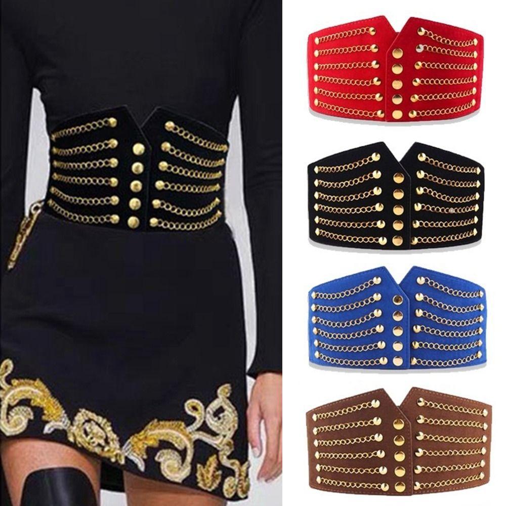 Clothing Supplies Wide Waist Belt Sweater Decorative Dress Belt Retro Chain Rivet Waistband  Women