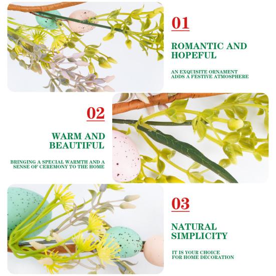 Пасхальная гирлянда Искусственная гирлянда с яйцами, ушками ягненка, листьями для весеннего камина, окна, стены, интерьера, улицы