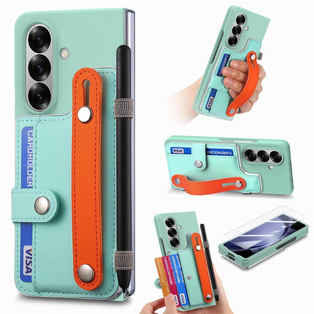 Кросс-бордерный чехол-кошелек на запястье для Samsung Z Fold7 - Корпус из ПК с ощущением кожи со встроенной пленкой для Z Fold6