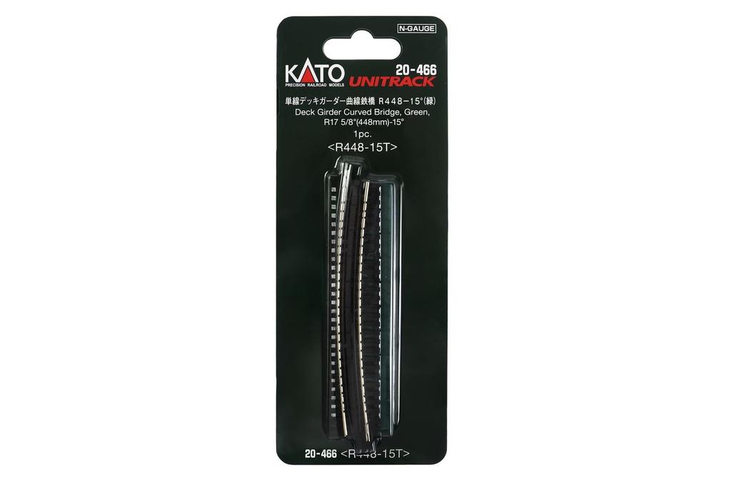 KATO N Gauge Single Track Deck Girder Curved Iron Bridge Green Railway Model Supplies R448-15° 20-466
