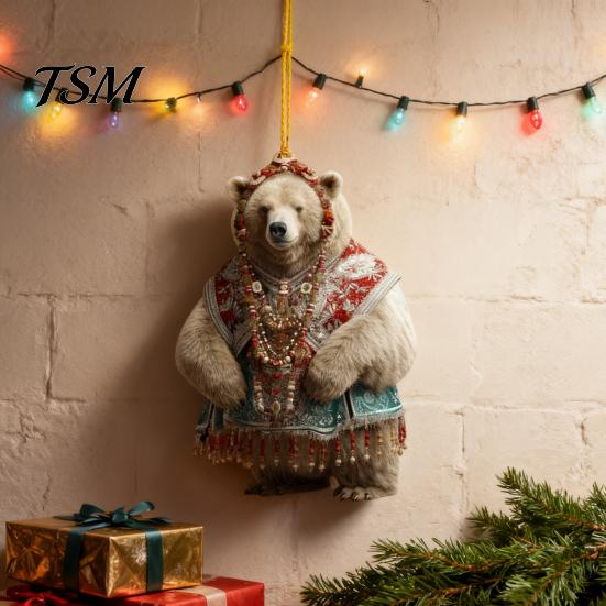 Reusable Christmas Ornament Polar Bear Cute Xmas Tree High-quality Acrylic Decor 2D Hanging Pendant for Car Interior Home
