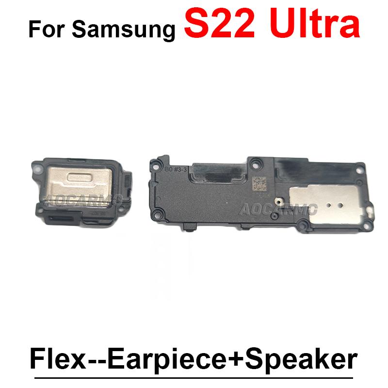 Для Samsung Galaxy S22 Ultra S22U Нижний Динамик Звонка + Слуховой Динамик Гарнитуры Шлейф Запасные Части