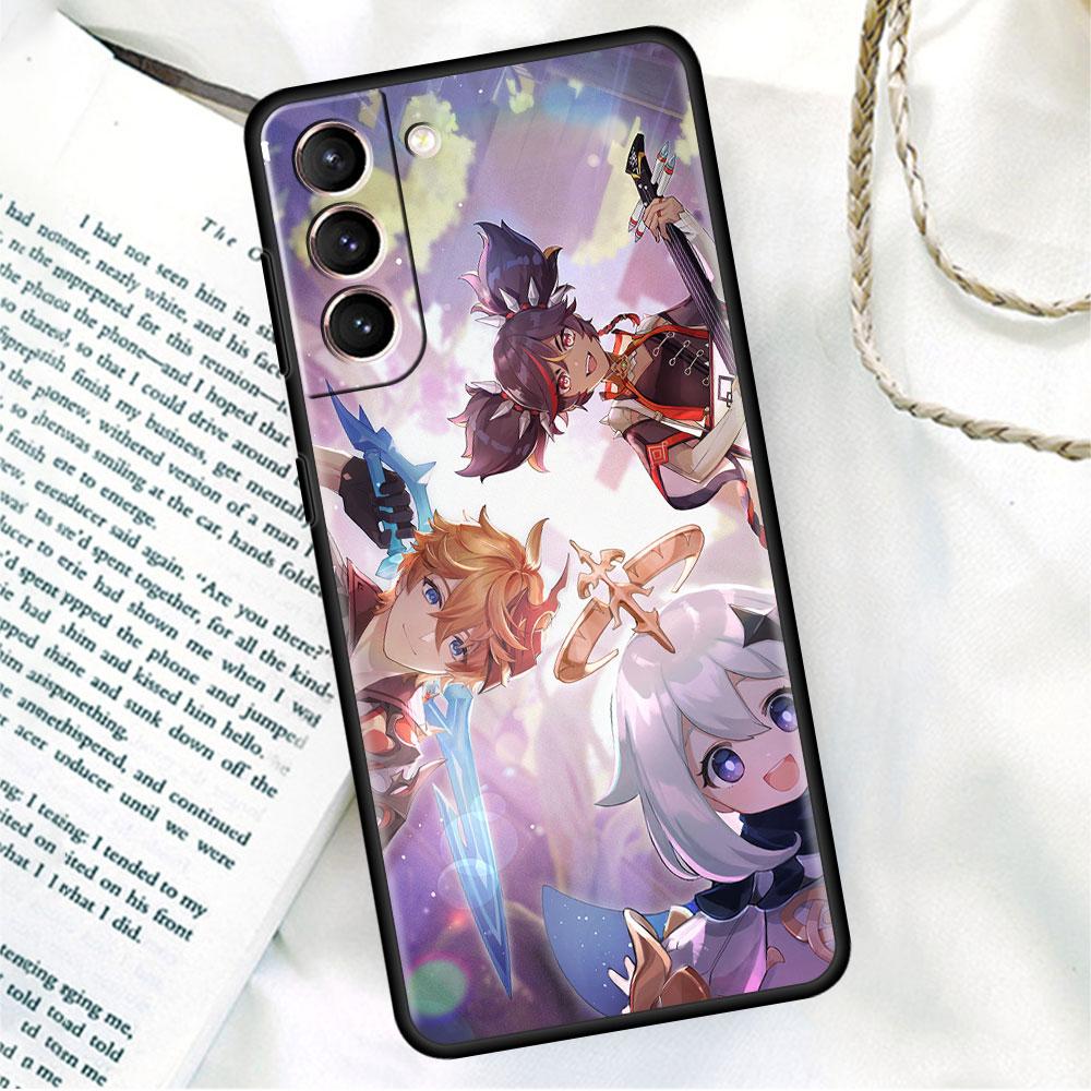 Черный мягкий чехол для телефона Samsung Galaxy S22 S21 S20 Ultra FE S9 S8 S10 Plus Note 20 10 9 Fundas Cover Genshin Impact Beelzebul