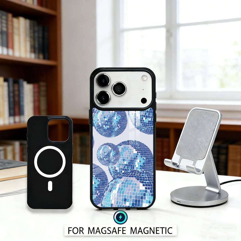 D-Disco Ball Art Phone Case For iPhone17,16,15,14,13,12,Pro,Max,Magnetic For Magsafe Wireless Charging