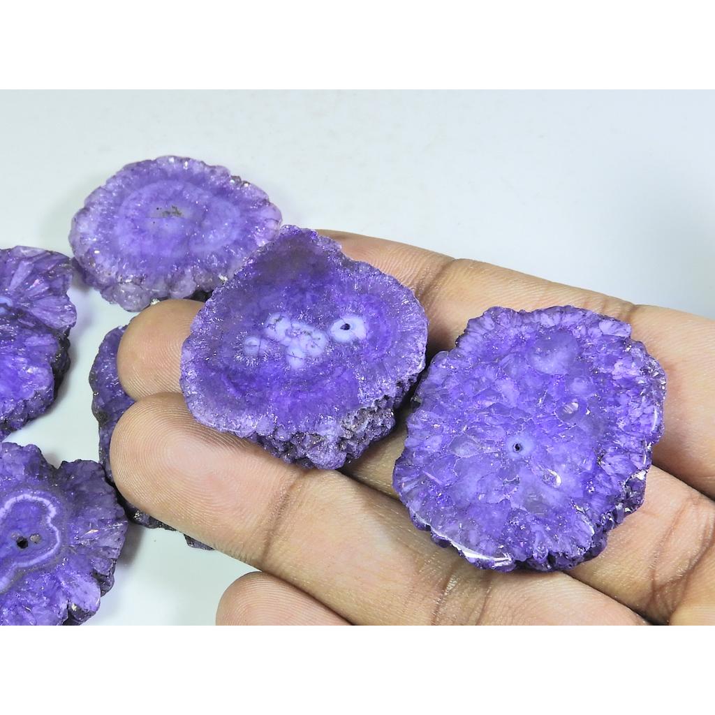 454Cts. Dyed Solar Druzy Agate Mix Shape Cabochon Loose Gemstone 07 Pcs Lot A-697