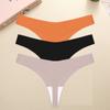 3PCS Seamless Thong Women Ice Silk T-back Intimate Solid Breathable Crotch Briefs Sexy Tanga Multiple 10 Color Lingerie