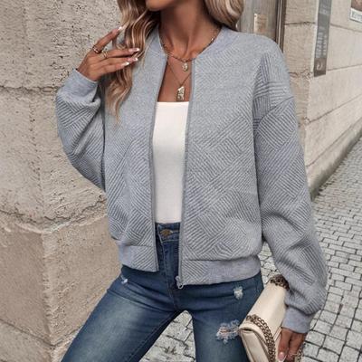 Осеннее пальто 2025 года, Женская одежда, Новый стиль, Мода, Однотонное, На молнии, С круглым вырезом, Пальто с длинным рукавом, Повседневный дизайн