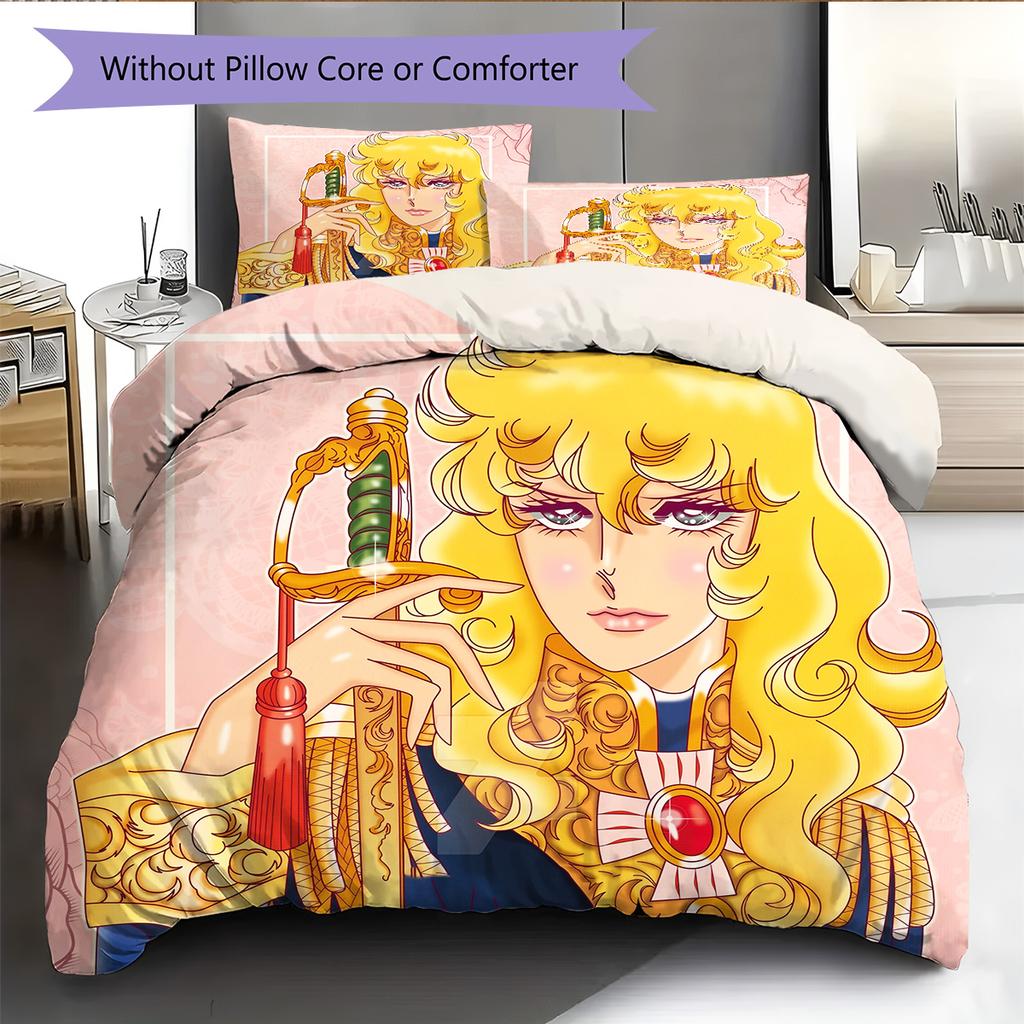 Rose of Versailles Pattern Bedding Quilt Set Home Decoration Gift (1 * duvet cover + 2 * pillowcase without core)