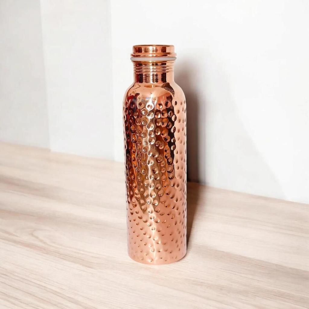 Pure Copper Bottle for Drinking Water - Indian Handmade Ayurveda and Yoga Health Benefits Water Bottle Copper Anniversary Gift - 32 Oz