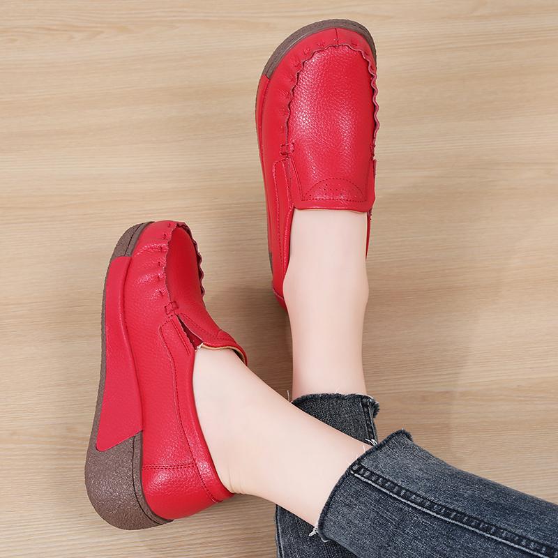 Весенне-летние женские модные лоферы из натуральной кожи, мокасины, осенние слипоны, повседневная обувь на танкетке с круглой платформой для качания