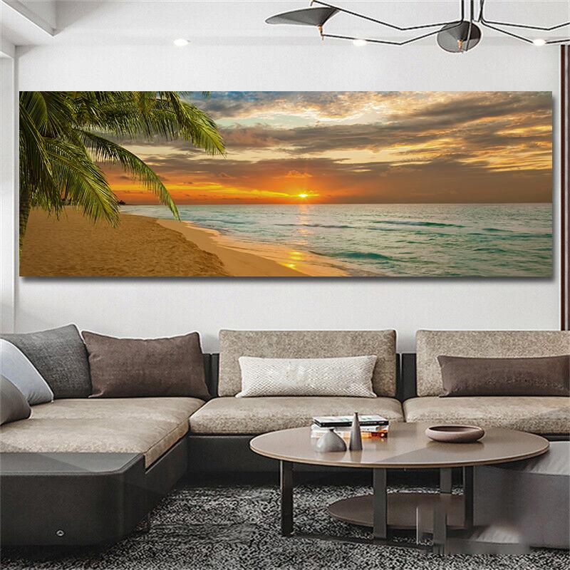 Natural Tropical Sea Beach Canvas Painting Palm Tree Seascape Posters And Prints Wall Art Pictures Living Room Home Decoration