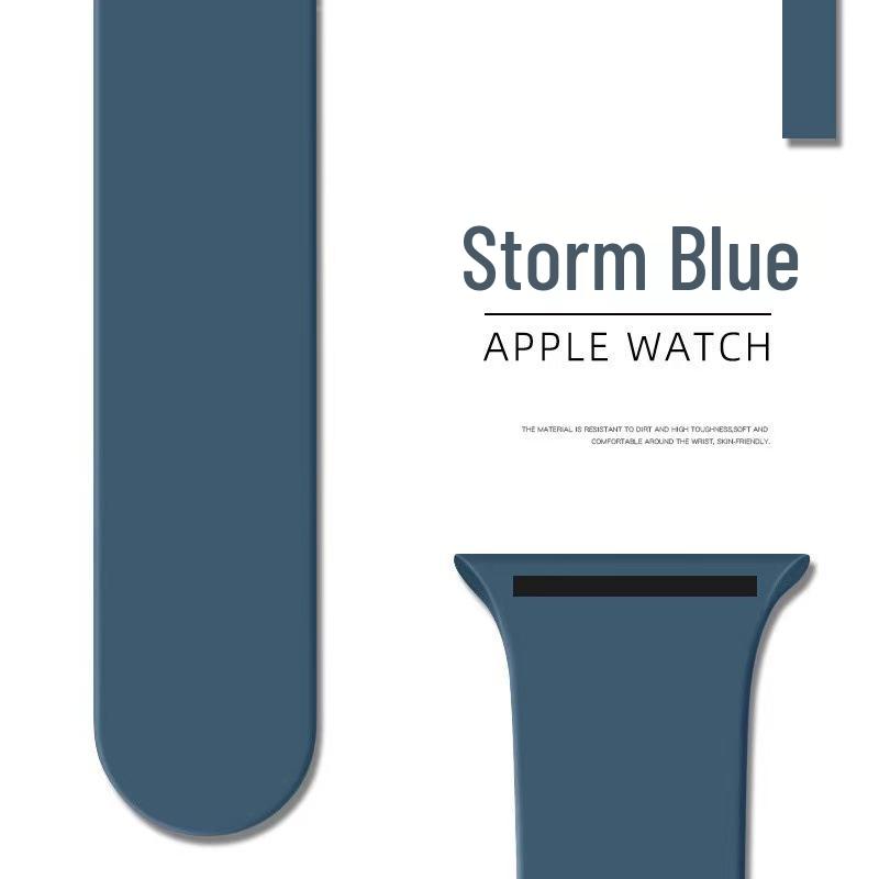 Классический сплошной силиконовый ремешок Apple для iWatch 9/Ultra – Прочный однотонный ремешок