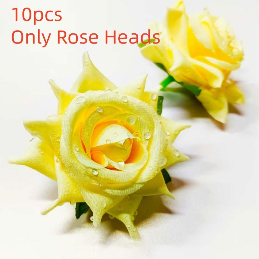 10pcs Pastel Colors Realistic Artificial Rose Heads 3D Elegant Flower Arrangement for Wedding