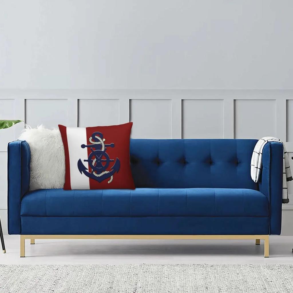 Морской штурвал якорь темно-синий наволочка двусторонняя печать наволочка для подушки подарок наволочка чехол для подушки дом X