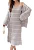 RIRIOA Fluffy Pajama Set with Loungewear Dress Women's Cardigan, 2-Piece (Blue)
