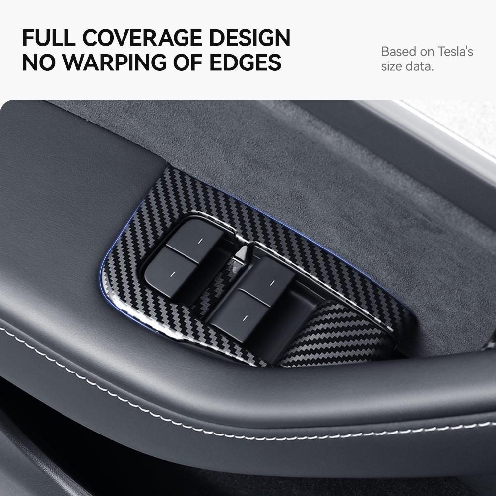 Наклейки на кнопку открытия двери автомобиля YZ из углеродного волокна для Tesla Model 3 Y, напоминание об открытой двери, подлокотник, кнопка подъема окна, переключатель