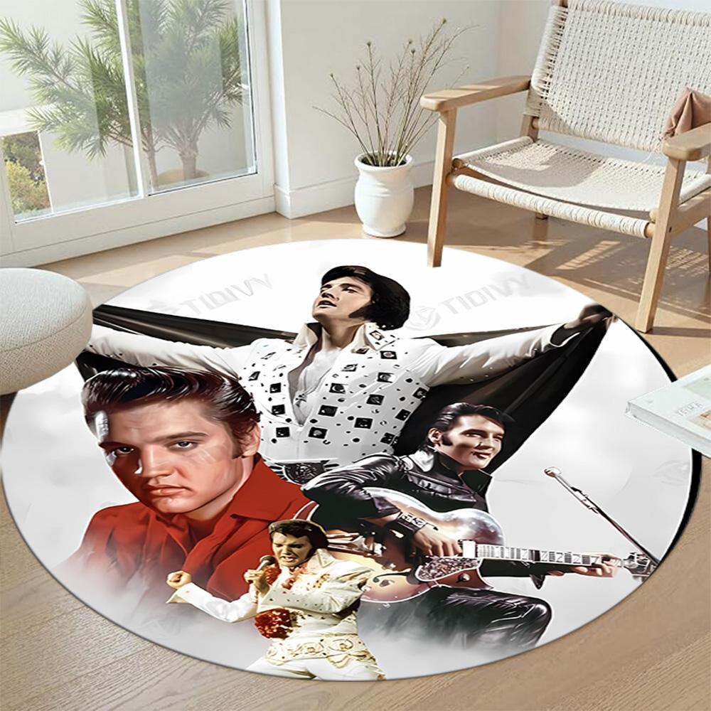 Elvis Presley Round Office Rug Perfect for Dormitory Living Rooms Balcony Game Room Anti-slip Round Rug Office home decor Wedding Party Gift
