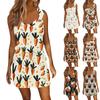 Women's Fashion Casual Easter Printed Sleeveless Drawstring Dress With Pockets