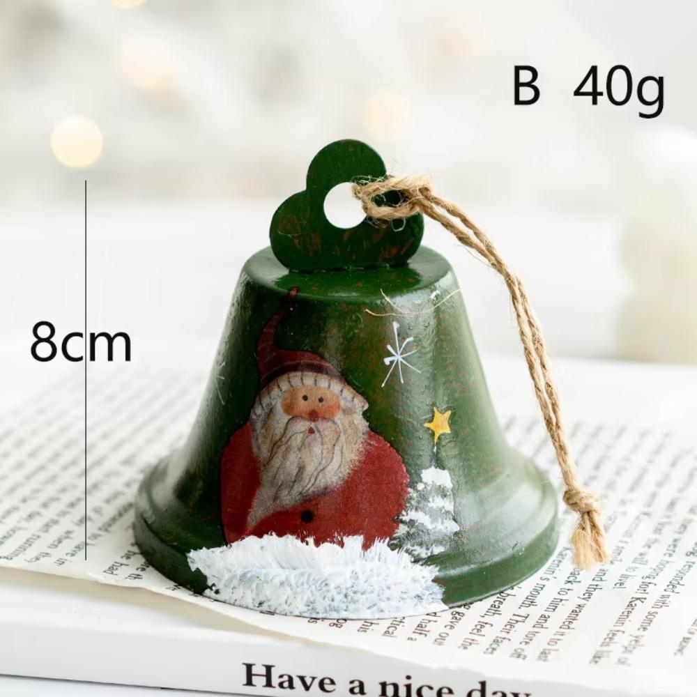 2023 Christmas Bells Iron Pendant Santa Claus Vintage Iron Painted Ornaments XMAS Home Decoration Christmas Tree Decoration