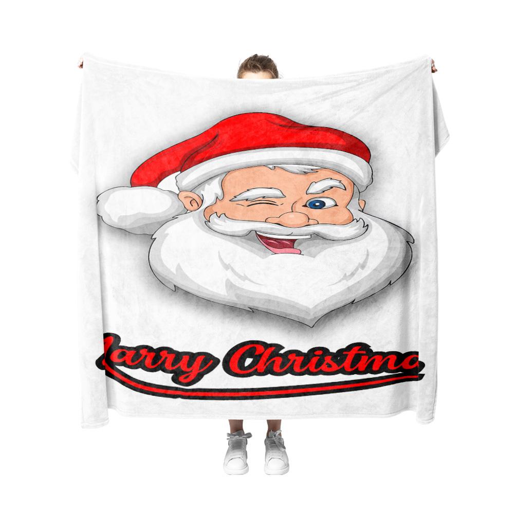 Tuniu Santa Claus Christmas Blanket Soft Cozy Warm Throw Blanket for Sofa Bed Bedroom Decoration